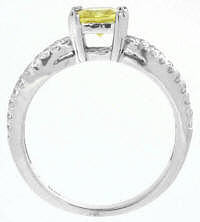 Yellow Sapphire and Diamond Ring in 14k white gold