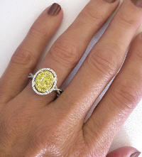 Unique Natural Yellow Sapphire Double Diamond and Sapphire Halo Ring in 14k gold