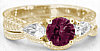 Round Rhodolite Diamond Alternative Engagement Ring in 14k Yellow Gold