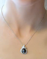 Tahitian Pearl and Wrapped Diamond Pendant in 14k white gold