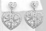 Diamond Heart Earrings in 14k white gold