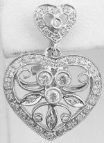 Ornate 0.75 ctw Diamond Heart Earrings in 14k white gold