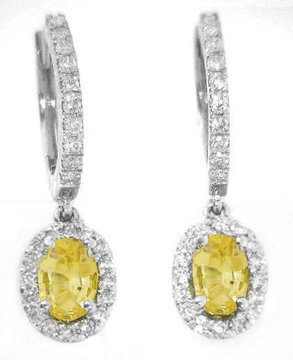 Beautiful 4 CT Yellow Sapphire /& Diamond Solid 14K White Gold Over Drop Earrings