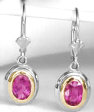 1.70 ctw Rubellite Tourmaline Earrings in 14k white and yellow gold