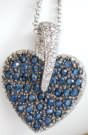 Pave sapphire diamond heart necklace in 14k