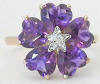 3.5 carat Amethyst Flower Ring with diamond accent in 14k 