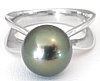 10.5 mm Peacock Tahitian Cultured Pearl Ring�in 14k white gold