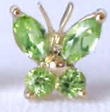 Peridot Butterfly Earrings in 14k Yellow Gold