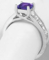Princess Cut Amethyst Rings in 14k White Gold Without Diamonds