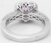 Filigree Design Cushion Cut Amethyst Diamond Rings in 14k white gold