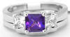 Princess Cut Amethyst and White Sapphire Ring in 14k