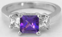 Past Present Future Amethyst Engagement Rings in 14k white gold