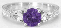 14k White Gold Amethyst Engagement Rings in 14k white gold