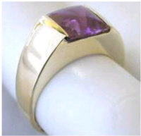 Buff Top Amethyst Rings in 14k gold in 14k yellow gold