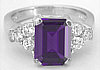 Emerald Cut Amethyst and Diamond Rings in 14k white gold