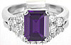 Emerald Cut Amethyst and Diamond Engagement Ring in 14k white gold