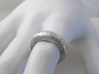 Unique hammered 18k white gold real diamond anniversary band ring