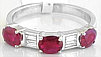 Ruby and Baguette Diamond Anniversary Ring in 14k white gold
