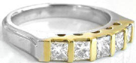 0.80 ctw Princess Cut Diamond Fashion Ring in 18k white and yellow gold