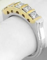 0.80 ctw Princess Cut Diamond Ring in 18k two tone gold