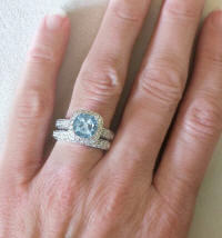 Aquamarine Wedding Rings with Matching Band in 14k white gold