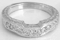 Diamond Wedding Band with Engraving in 14k white gold