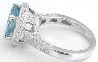 Aquamarine Diamond Encrusted Engagement Rings in 14k yellow gold