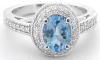 1.51 ctw Oval Aquamarine and Diamond Halo Ring in 14k white gold