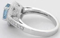 Milgrain Edging on Aquamarine Diamond Halo Engagement Rings