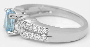 Aquamarine Diamond Rings in 14k White Gold