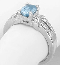 March Birthstone Promise Ring in 14k White Gold