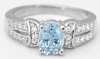March Birthstone Aquamarine and Diamond Engagement Ring in 14k white gold