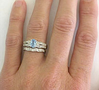 Oval Aquamarine and Round Diamond Engagement Rings in 14k