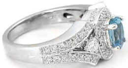 Aquamarine and Diamond Engagement Ring in 14k white gold