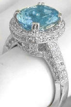 Oval Aquamarine Diamond Encrusted Rings