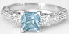 Princess Cut Aquamarine Ring with Vintage Styling