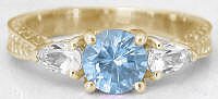 March Birthstone Aquamarine Wedding Ring in 14k Yellow Gold