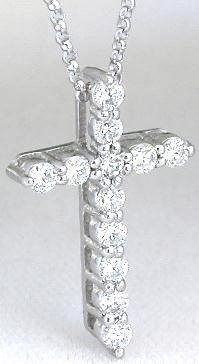 Platinum Diamond Cross Necklace - 0.5 carat