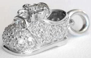 Unisex 0.70 ctw Pave Diamond Baby Shoe Pendant in 14k white gold