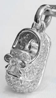 Unisex 14k white gold Pave Diamond Baby Shoe Pendant in 14k white gold