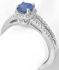 Blue Sapphire and Diamond Ring in 14k in 14k white gold
