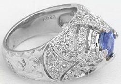 Estate Sytle Sri Lankan Natural Blue Sapphire Ring in solid 14k white gold for sale