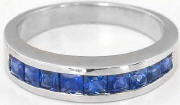 Princess Cut Ceylon Sapphire Wedding Ring in 14k white gold