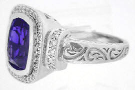 Amazing 4.85 ctw Color Change Sapphire and Diamond Ring in 14k white gold 