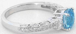 Vintage Inspired Blue Topaz Oval Diamond Rings in 14k white gold