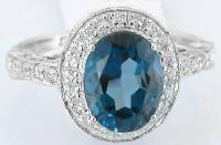 London Blue Topaz Engagement Ring in 14k White Gold 
