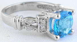 8mm Swiss Blue Topaz Rings in 14k white gold