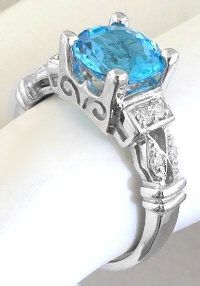 8mm Blue Topaz and Diamond Rings in 14k