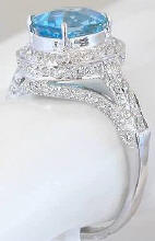 Blue Topaz diamond Halo Rings in 14k white gold