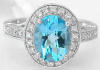 Swiss Blue Topaz and Diamond Ring in 14k white gold
